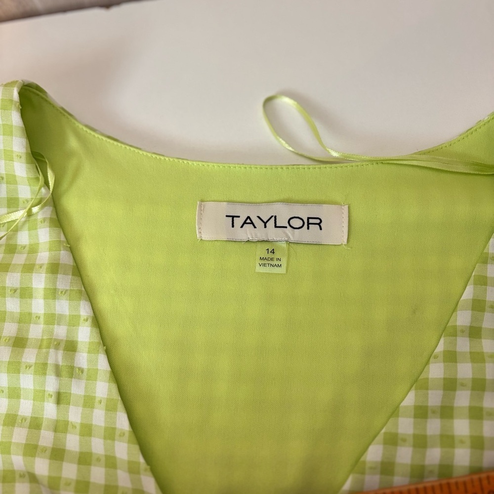Taylor Lime Green and Cream Checked Gingham Maxi Dress - Picture 6 of 9